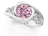 White gold Bezel Set Fancy Pink Round Cut Diamond Split Shank Ring_1