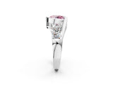 White gold Bezel Set Fancy Pink Round Cut Diamond Split Shank Ring_2