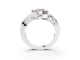White gold Bezel Set Fancy Pink Round Cut Diamond Split Shank Ring_3