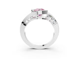 White gold Bezel Set Fancy Pink Round Cut Diamond Split Shank Ring_33