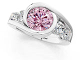 White gold Bezel Set Fancy Pink Round Cut Diamond Split Shank Ring_37