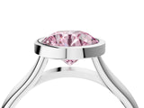 White gold Bezel Set Fancy Pink Round  Cut Solitaire Ring with Tapered Band 4