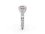 White gold Bezel Set Fancy Pink Round  Diamond Milgrain Pave Engagement Ring_2