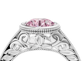 White gold Bezel Set Fancy Pink Round  Diamond Milgrain Pave Engagement Ring_4