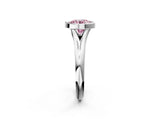 White gold Bezel Set Fancy Pink Round  Solitaire Diamond Ring with Smooth Band 2