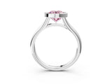 White gold Bezel Set Fancy Pink Round  Solitaire Diamond Ring with Smooth Band 3