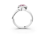 White gold Bezel Set Fancy Pink Round  Solitaire Ring with Wide Band 4