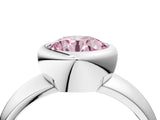 White gold Bezel Set Fancy Pink Round  Solitaire Ring with Wide Band 5