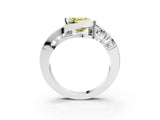White gold Bezel Set Fancy Yellow Asscher Cut Diamond Split Shank Ring_39