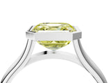 White gold Bezel Set Fancy Yellow Asscher  Cut Solitaire Ring with Tapered Band 4