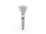 White gold Bezel Set Fancy Yellow Asscher  Diamond Milgrain Pave Engagement Ring_19