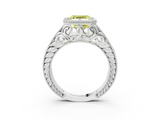 White gold Bezel Set Fancy Yellow Asscher  Diamond Milgrain Pave Engagement Ring_20