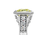 White gold Bezel Set Fancy Yellow Asscher  Diamond Milgrain Pave Engagement Ring_22