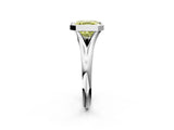 White gold Bezel Set Fancy Yellow Asscher  Solitaire Diamond Ring with Smooth Band 2