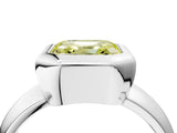 White gold Bezel Set Fancy Yellow Asscher  Solitaire Ring with Wide Band 5