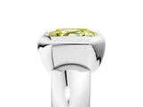 White gold Bezel Set Fancy Yellow Asscher  Solitaire Ring with Wide Band