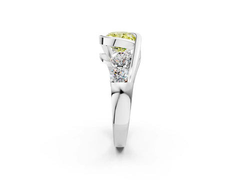 White gold Bezel Set Fancy Yellow Cushion Cut Diamond Split Shank Ring_26