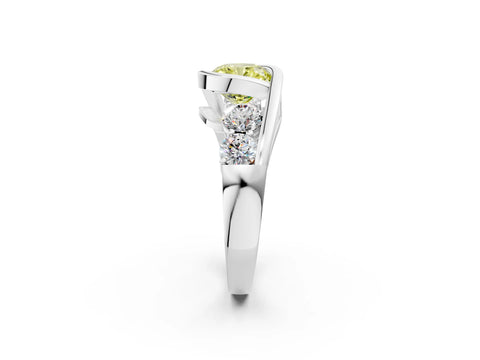 White gold Bezel Set Fancy Yellow Cushion Cut Diamond Split Shank Ring_2