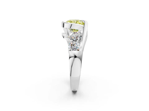 White gold Bezel Set Fancy Yellow Cushion Cut Diamond Split Shank Ring_38