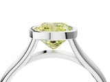 White gold Bezel Set Fancy Yellow Cushion  Cut Solitaire Ring with Tapered Band 4
