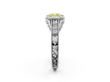 White gold Bezel Set Fancy Yellow Cushion  Diamond Milgrain Pave Engagement Ring_35