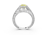 White gold Bezel Set Fancy Yellow Cushion  Diamond Milgrain Pave Engagement Ring_36
