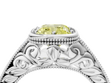 White gold Bezel Set Fancy Yellow Cushion  Diamond Milgrain Pave Engagement Ring_37