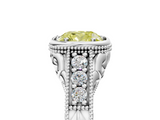 White gold Bezel Set Fancy Yellow Cushion  Diamond Milgrain Pave Engagement Ring_38