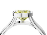 White gold Bezel Set Fancy Yellow Cushion  Solitaire Diamond Ring with Smooth Band 5