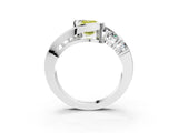 White gold Bezel Set Fancy Yellow Emerald Cut Diamond Split Shank Ring_39