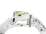 White gold Bezel Set Fancy Yellow Emerald Cut Diamond Split Shank Ring_4