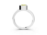 White gold Bezel Set Fancy Yellow Emerald Cut Solitaire Engagement Ring with Classic Band_3