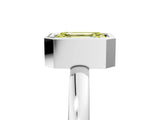 White gold Bezel Set Fancy Yellow Emerald Cut Solitaire Engagement Ring with Classic Band_5