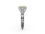 White gold Bezel Set Fancy Yellow Emerald  Diamond Milgrain Pave Engagement Ring_35