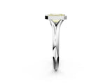 White gold Bezel Set Fancy Yellow Emerald  Solitaire Diamond Ring with Smooth Band 4