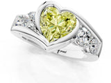 White gold Bezel Set Fancy Yellow Heart Cut Diamond Split Shank Ring_1