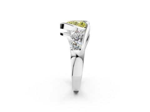 White gold Bezel Set Fancy Yellow Heart Cut Diamond Split Shank Ring_2