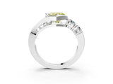 White gold Bezel Set Fancy Yellow Heart Cut Diamond Split Shank Ring_3