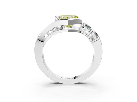 White gold Bezel Set Fancy Yellow Heart Cut Diamond Split Shank Ring_33