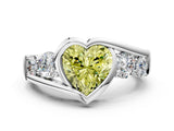 White gold Bezel Set Fancy Yellow Heart Cut Diamond Split Shank Ring_36