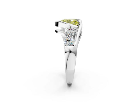 White gold Bezel Set Fancy Yellow Heart Cut Diamond Split Shank Ring_38