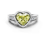 White gold Bezel Set Fancy Yellow Heart  Diamond Milgrain Pave Engagement Ring_28