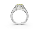 White gold Bezel Set Fancy Yellow Heart  Diamond Milgrain Pave Engagement Ring_31