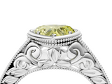White gold Bezel Set Fancy Yellow Heart  Diamond Milgrain Pave Engagement Ring_32