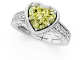 White gold Bezel Set Fancy Yellow Heart  Diamond Milgrain Pave Engagement Ring_33