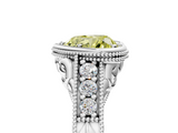 White gold Bezel Set Fancy Yellow Heart  Diamond Milgrain Pave Engagement Ring_33