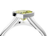 White gold Bezel Set Fancy Yellow Heart  Solitaire Diamond Ring with Smooth Band 4