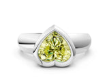White gold Bezel Set Fancy Yellow Heart  Solitaire Ring with Wide Band 1