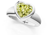 White gold Bezel Set Fancy Yellow Heart  Solitaire Ring with Wide Band 2