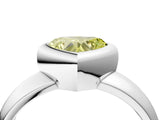 White gold Bezel Set Fancy Yellow Heart  Solitaire Ring with Wide Band 5